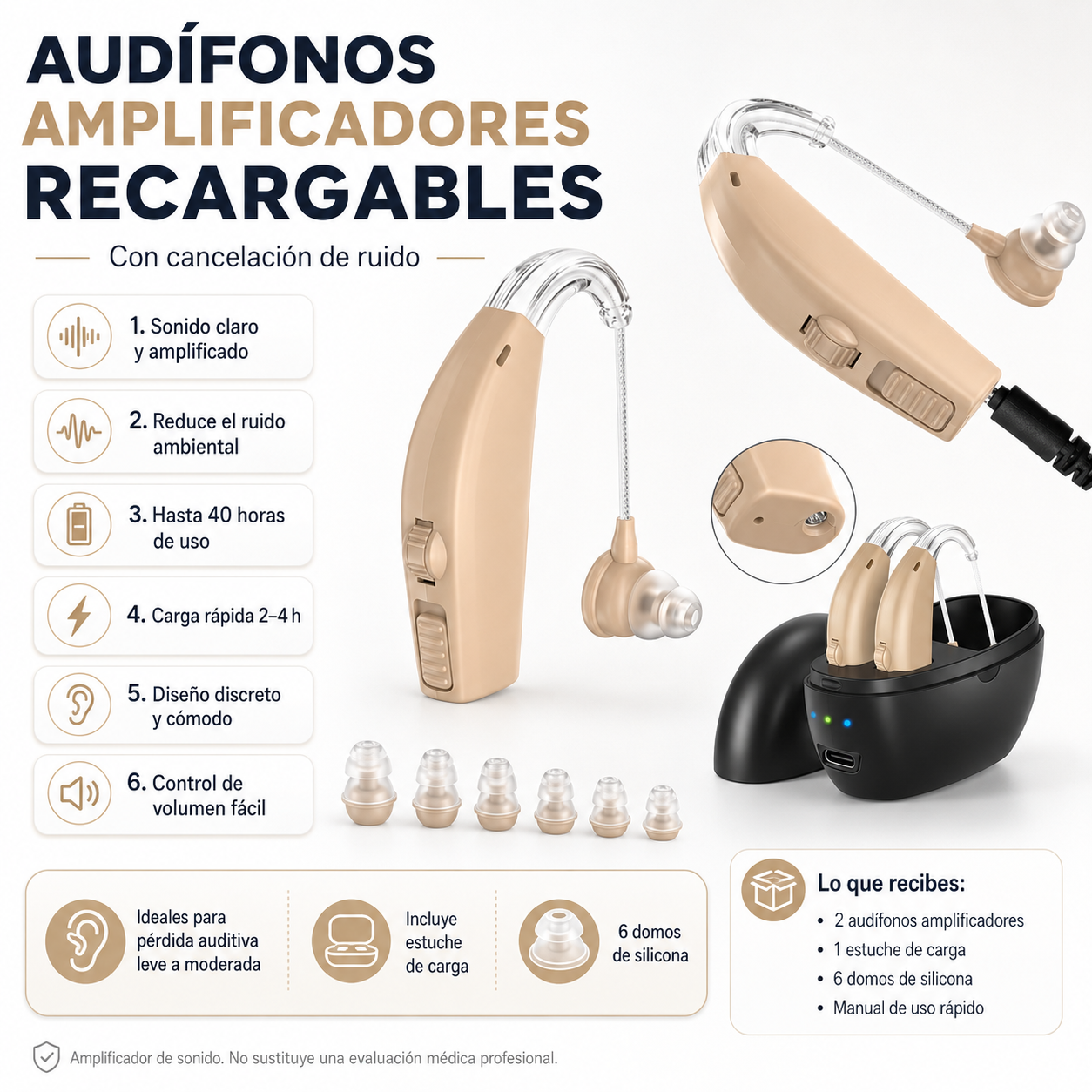 Audifono Amplificador Sonido para Sordos