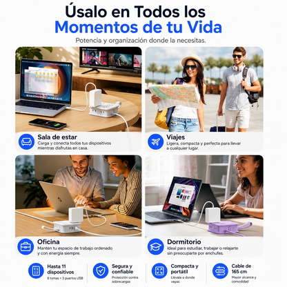 Multitoma Electrica Extension Regleta  11 en 1 Enrollable