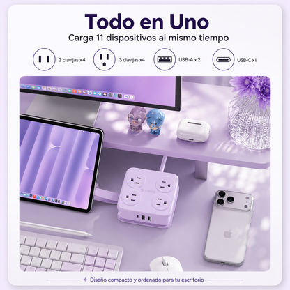 Multitoma Electrica Extension Regleta  11 en 1 Enrollable