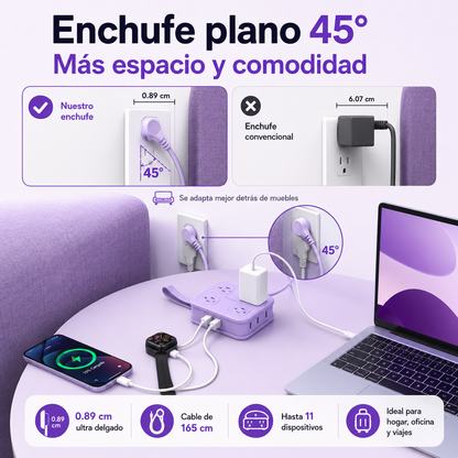 Multitoma Electrica Extension Regleta  11 en 1 Enrollable