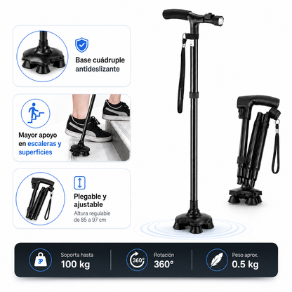 Baston Adulto Mayor Plegable Linterna