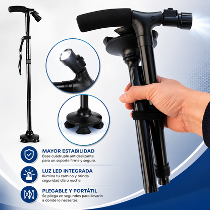 Baston Adulto Mayor Plegable Linterna