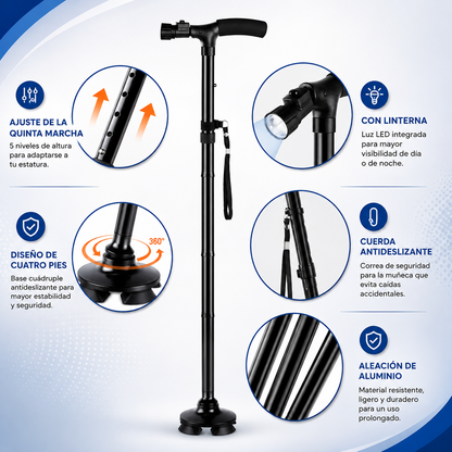 Baston Adulto Mayor Plegable Linterna