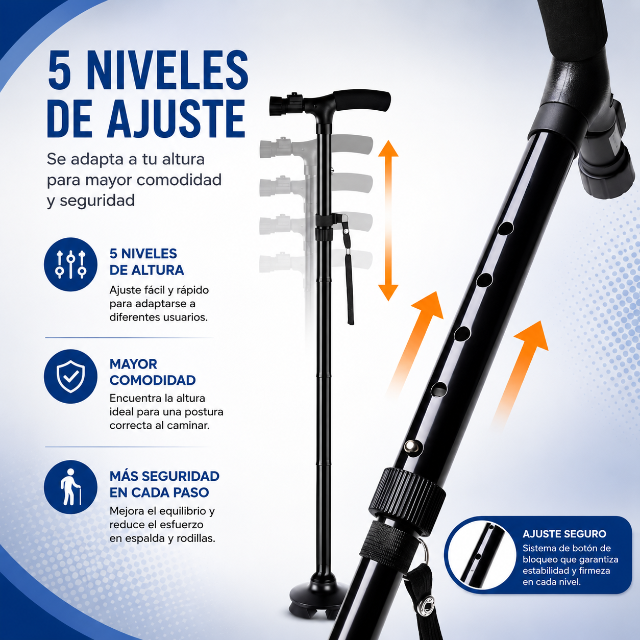 Baston Adulto Mayor Plegable Linterna