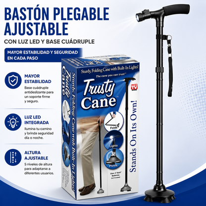 Baston Adulto Mayor Plegable Linterna