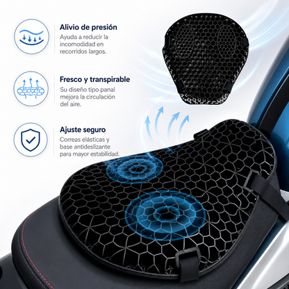 cojín negro de silicona para moto