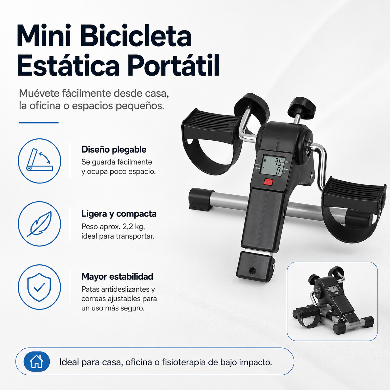 Mini Bicicleta Estática Portátil Pedal